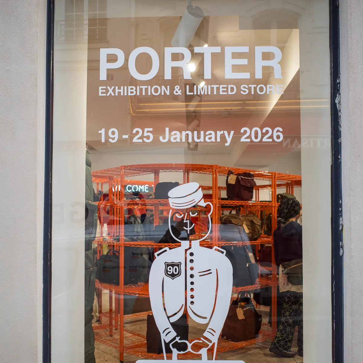 The window of the Porter exhibition and limited store, 19 to 25 January 2026.